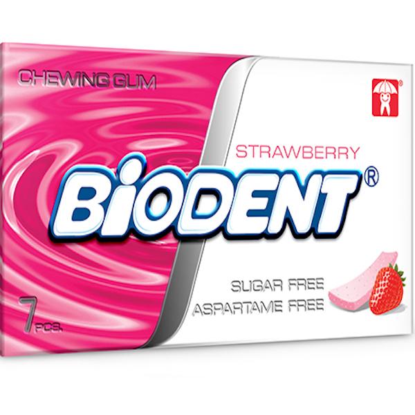 Жевательная резинка без сахара, со вкусом Клубники, "Biodent", 7 пластинок