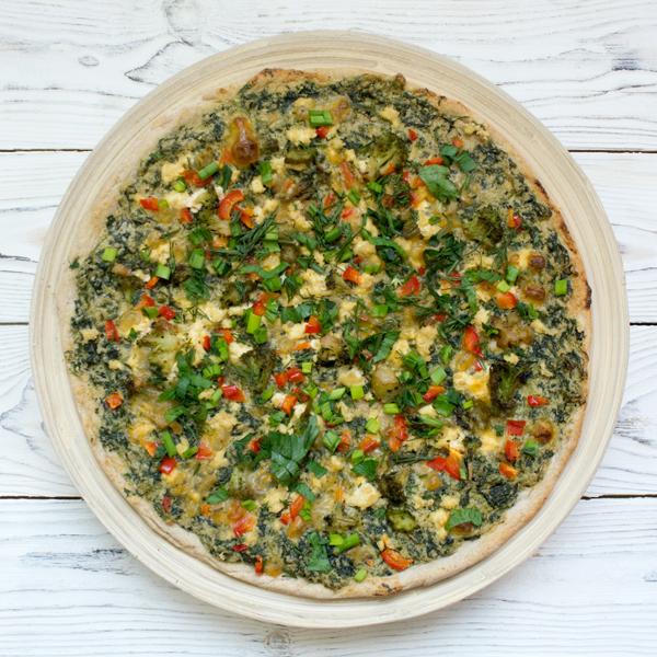 * Пицца «Деревенская» с тофу и зеленью, 28 см