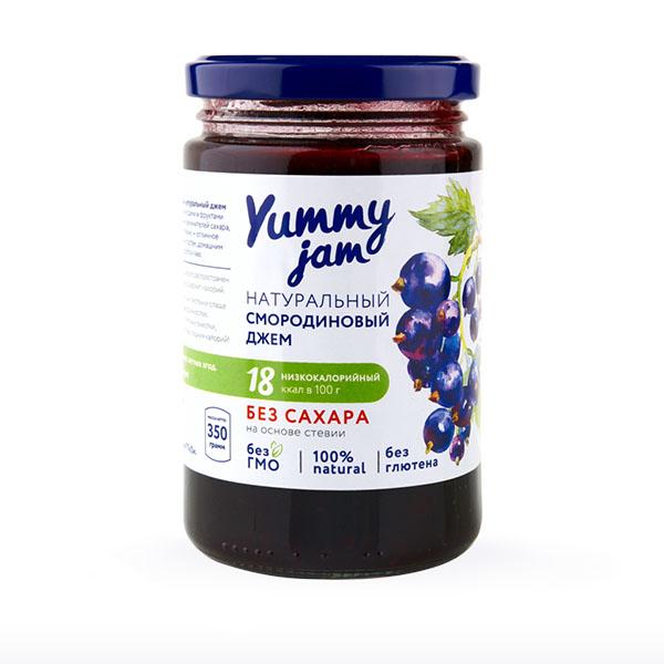 Низкокалорийный смородиновый джем (без сахара), Yummy Jam, 350 г