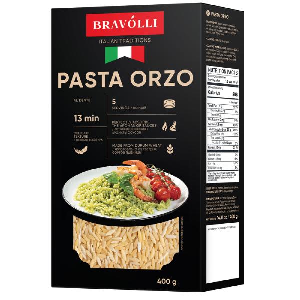 Паста Орзо Pasta Orzo Bravolli, Картон, 400г