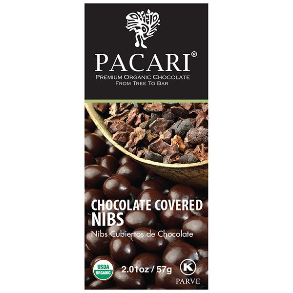 Покрытая органическим шоколадом какао крупка Pacari, 57 гр