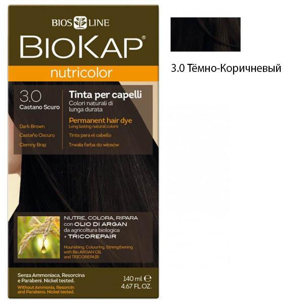Краска для волос Тёмно-Коричневый 3.0 BioKap, 140 мл