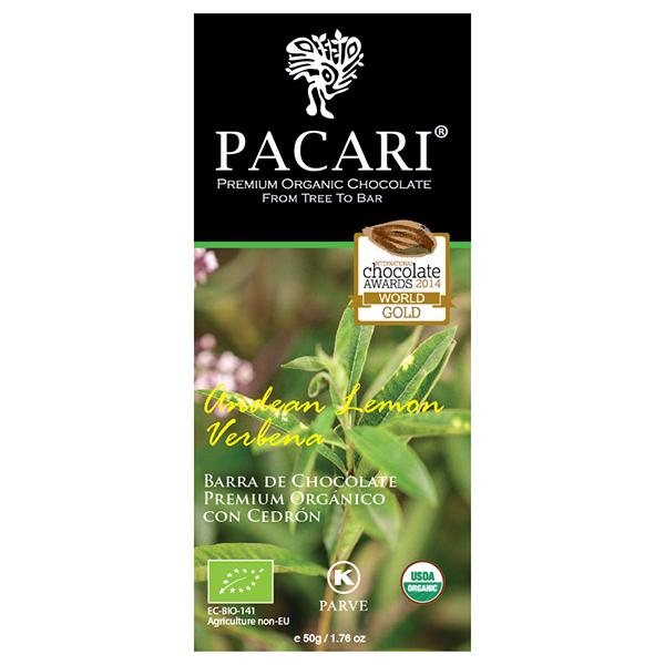 Органический шоколад Pacari с андской лимонной вербеной 60%, 50 гр