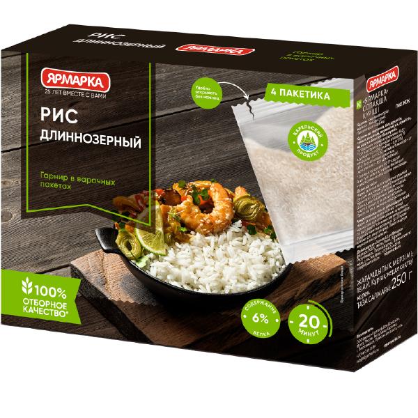 Рис длиннозерный Ярмарка в варочных пакетах, 250г (4*62.5)