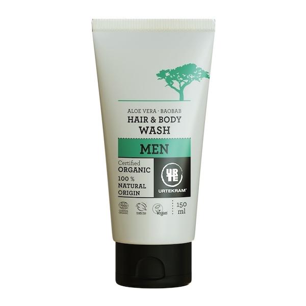 Мужской гель для мытья волос и тела: "Алое Вера-Баобаб", Urtekram, 150 мл