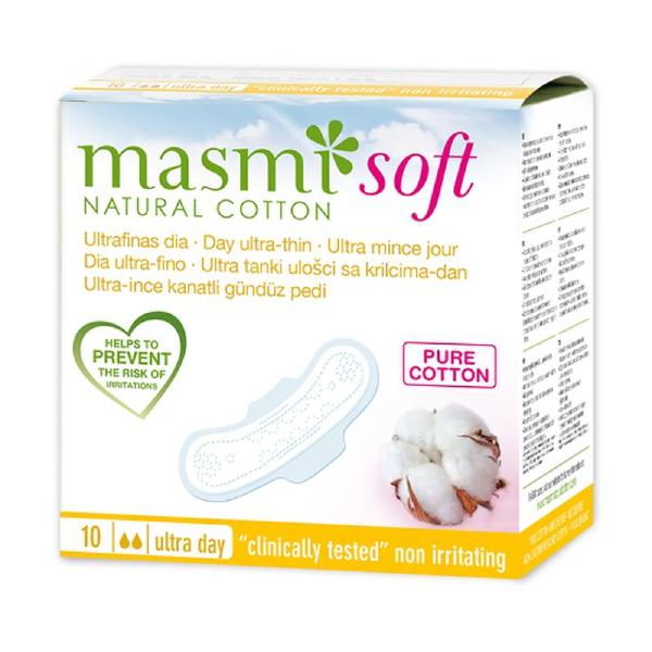 Ультратонкие  дневные гигиенические прокладки Soft из натурального хлопка, Masmi Natural Cotton, 10 шт