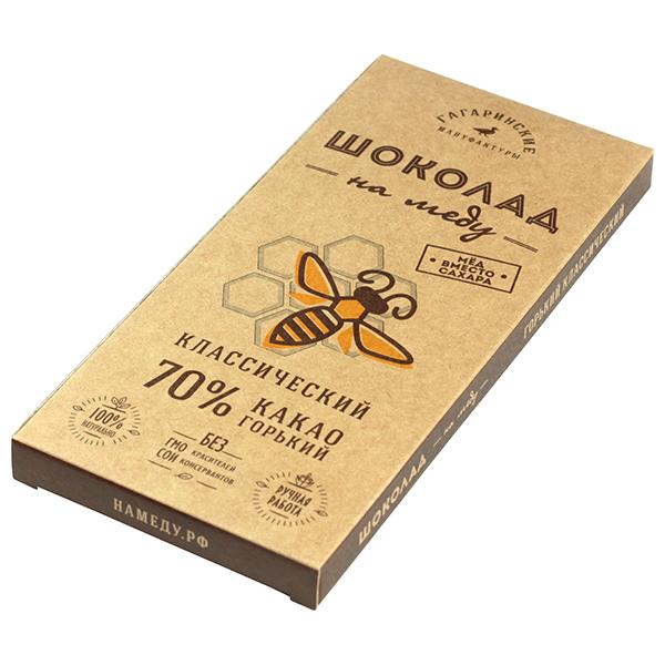 Горький шоколад на меду 70%, 45 гр