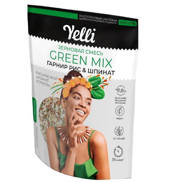 Зерновая смесь Green Mix. Гарнир рис и шпинат Yelli, 350г