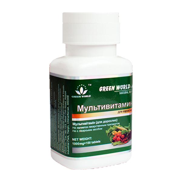 Мультивитамин для взрослых с B12, "Green World", 100 таблеток