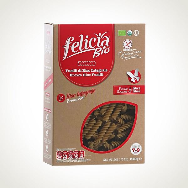 Паста из коричневого риса фузилли без глютена BIO Felicia, 340 гр