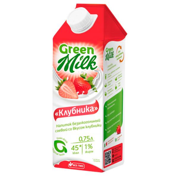 "Клубника" растительный напиток на соевой основе, Green Milk, 750 мл