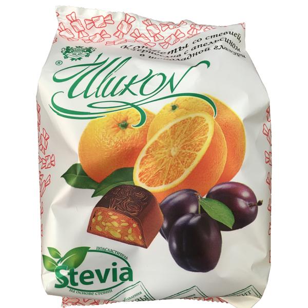Чернослив с апельсином на стевии в шоколадной глазури, "Шикон", 210 гр