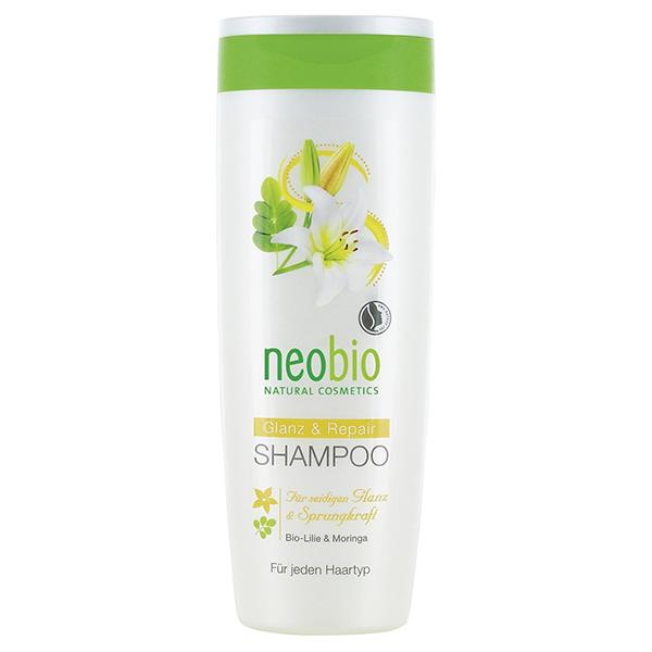 Шампунь для восстановления и блеска волос с био-лилией и морингой, NEOBIO, 250 мл