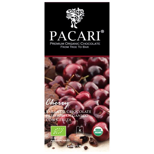 Органический шоколад Pacari с черешней 60%, 50 гр