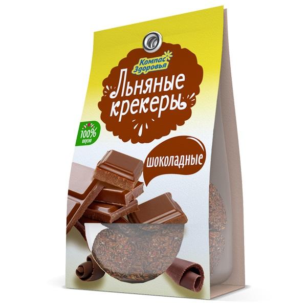 Льняные крекеры со вкусом шоколада, Компас Здоровья, 50 гр