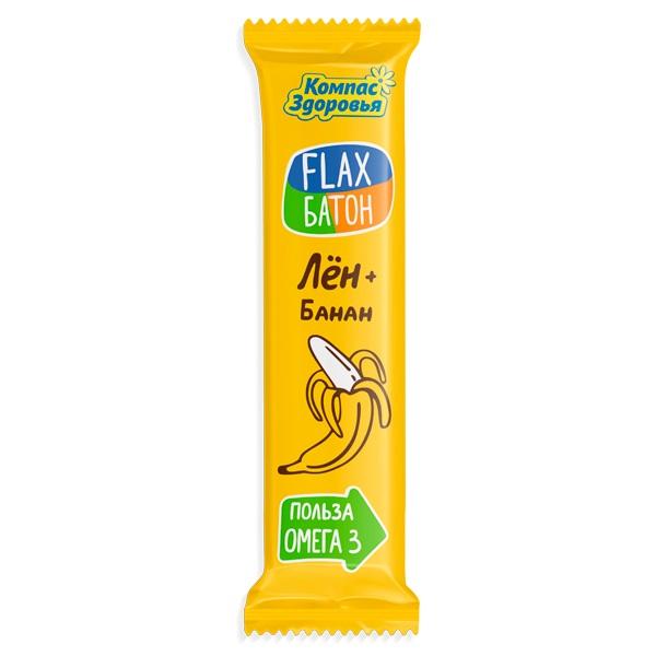 Льняной батончик "FLAX" с бананом, Компас, Здоровья, 30 гр