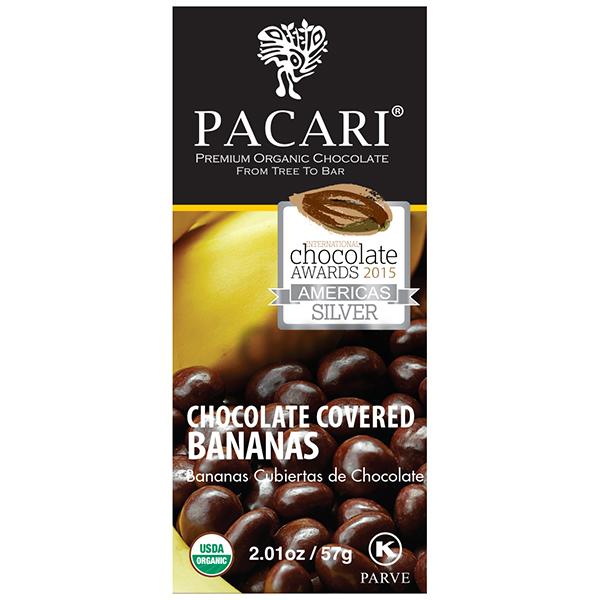 Покрытые органическим шоколадом кусочки банана Pacari, 57 гр