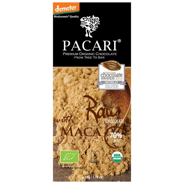 Органический живой шоколад Pacari с макой 70%, 50 гр