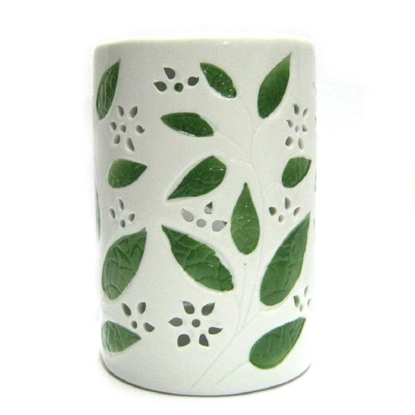 Аромалампа керамическая "Цилиндр с листьями", 12 см