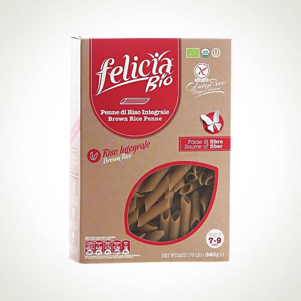 Паста из коричневого риса пенне ригате без глютена BIO Felicia, 340 гр