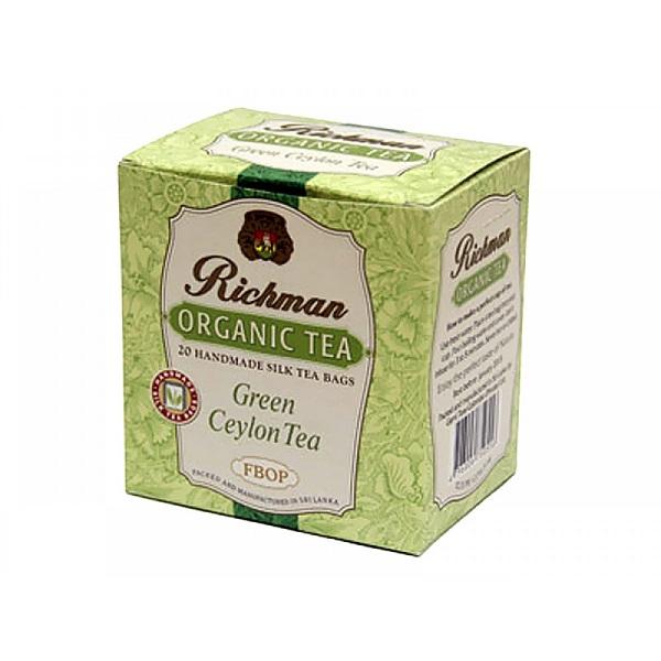 Чай зелёный органический среднелистовой "Green Ceylon", Richman, 100г