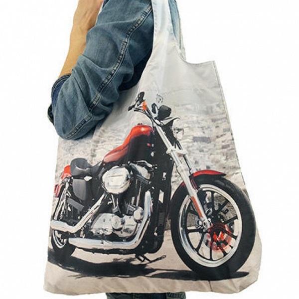 Складная сумка из ткани с фотопринтом Harley Davidson, Ecobags,  48х68см