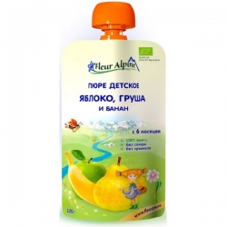 Пюре яблоко-груша-банан Fleur Alpine ORGANIC, 120 гр